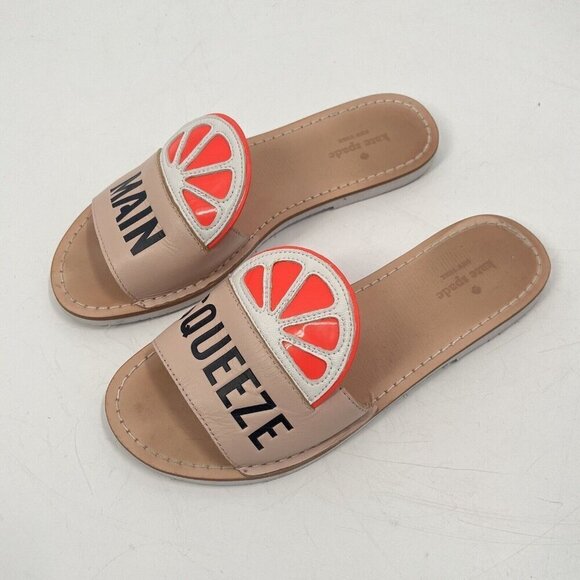 Kate Spade Main Squeeze Leather Slides Sz 7.5 - Picture 4 of 7